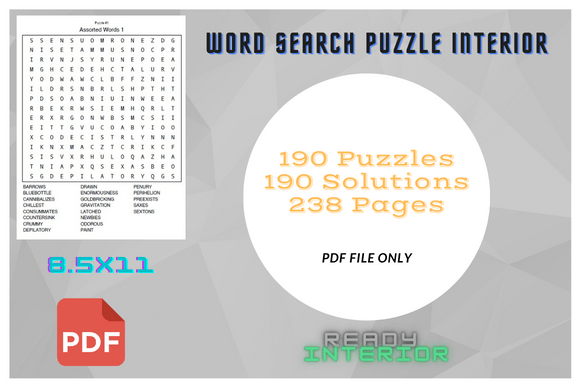 Assorted Word Search 190 Puzzles Book: Your Complete KDP Interior